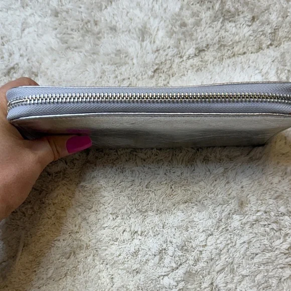 Tory Burch Metallic Leather Continental Zip Around Wallet
